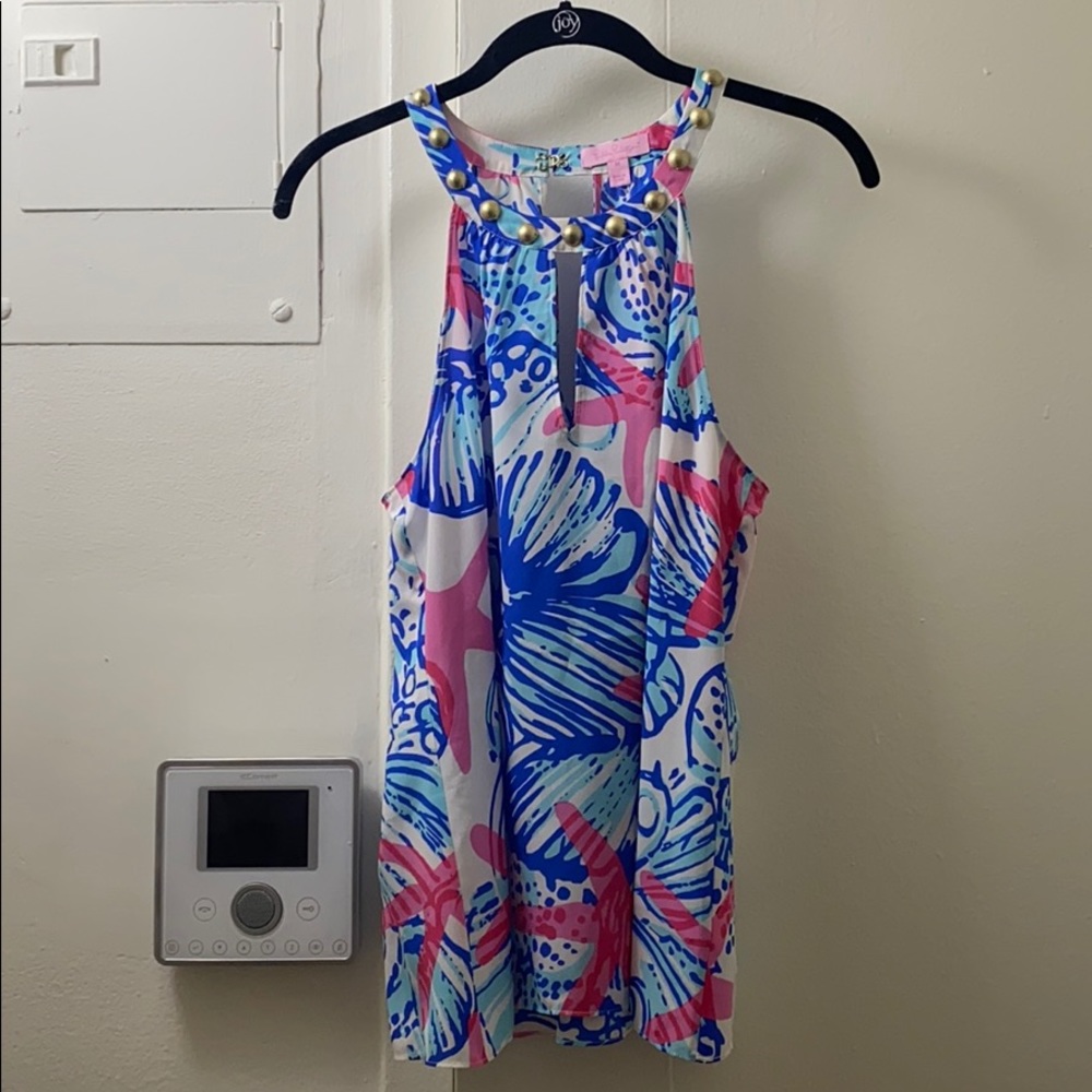 Lilly Pulitzer blouse tank top with studded neck